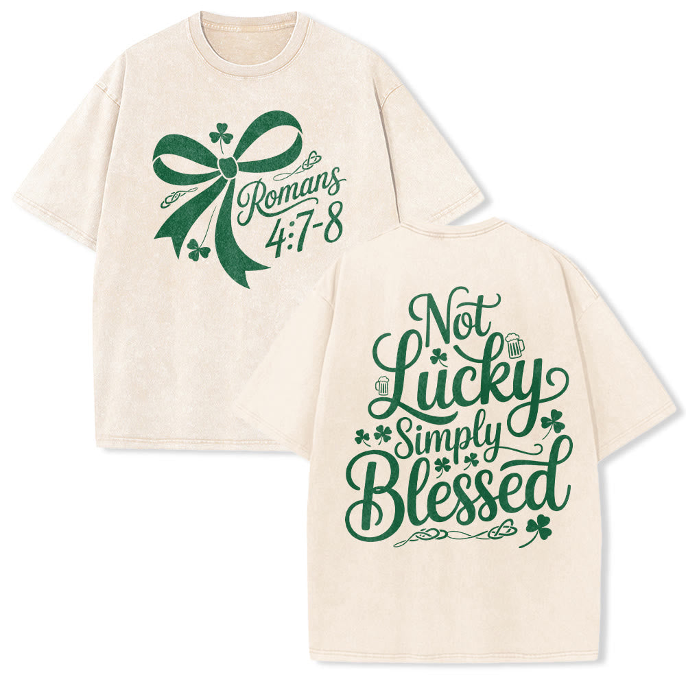 Christianartworkshop Not Lucky Simply Blessed Romans 4:7-8 Unisex Washed T-Shirt - Beige - 5XL - image 9