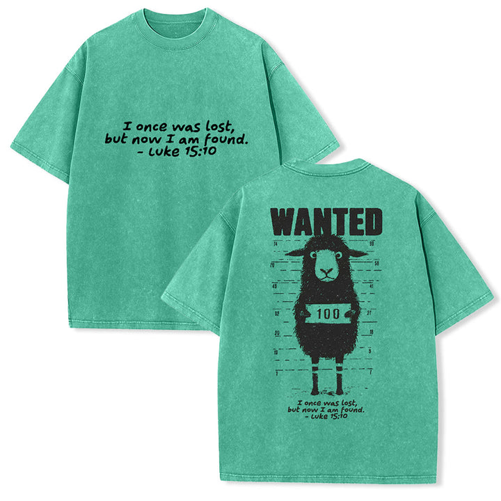 Christianartworkshop Wanted Sheep Unisex Washed T-shirt - Green - 5XL - image 14