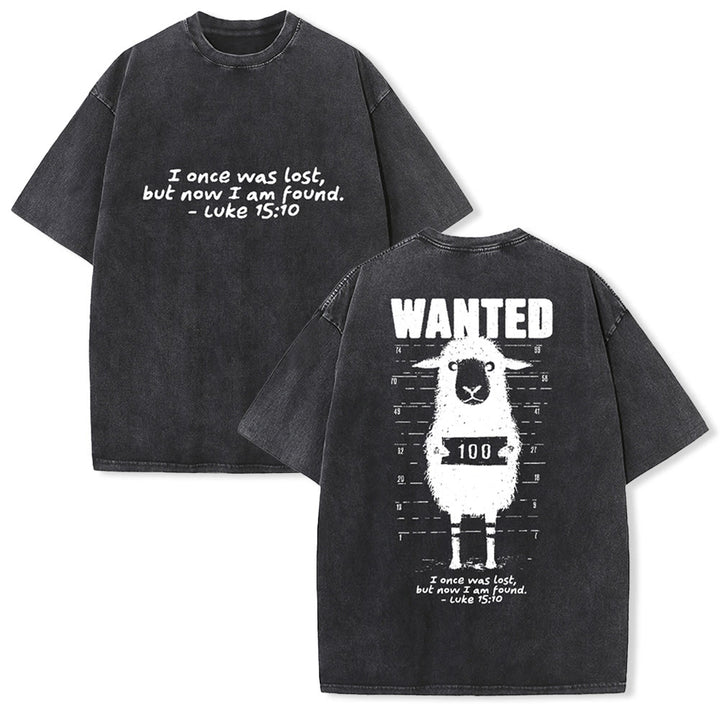 Christianartworkshop Wanted Sheep Unisex Washed T-shirt - Black - 5XL - image 5