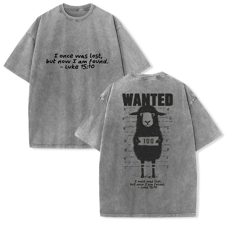 Christianartworkshop Wanted Sheep Unisex Washed T-shirt - Grey - 5XL - image 2