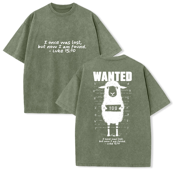 Christianartworkshop Wanted Sheep Unisex Washed T-shirt - Army Green - 5XL - image 8