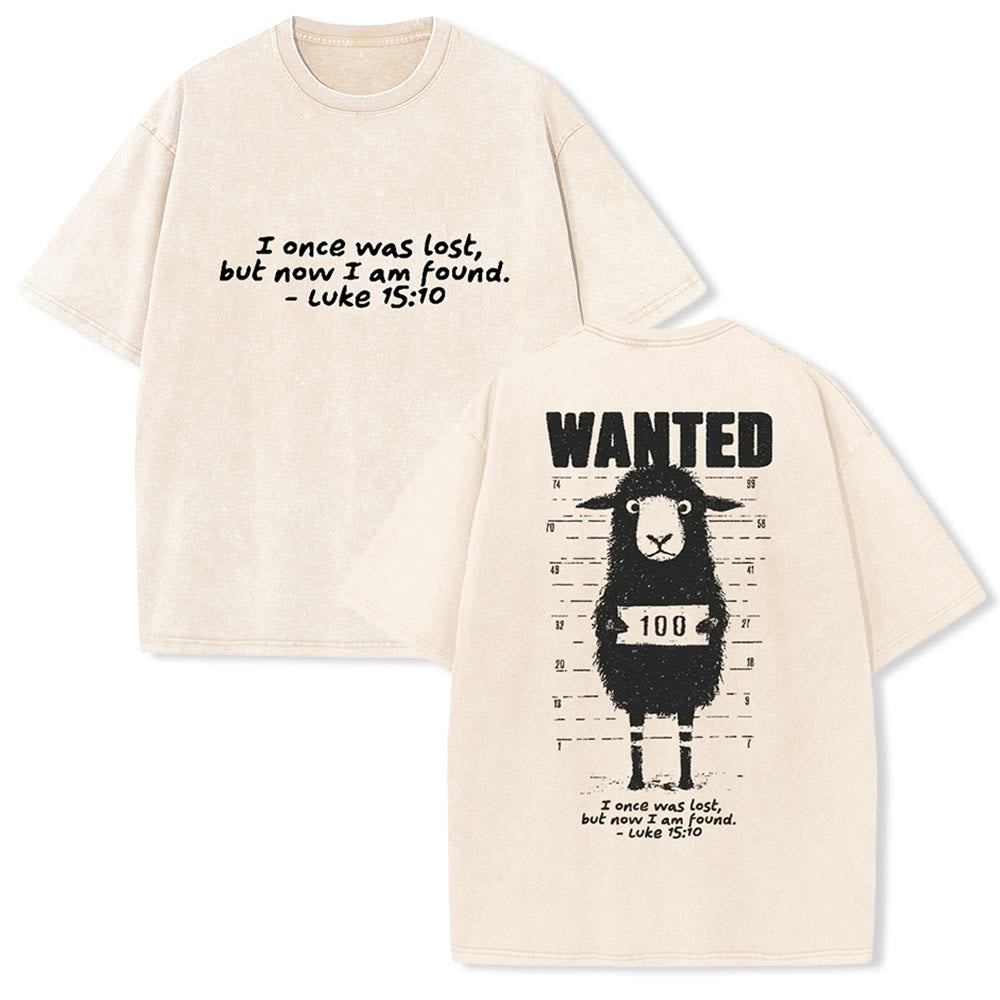 Christianartworkshop Wanted Sheep Unisex Washed T-shirt - Apricot - 5XL - image 11