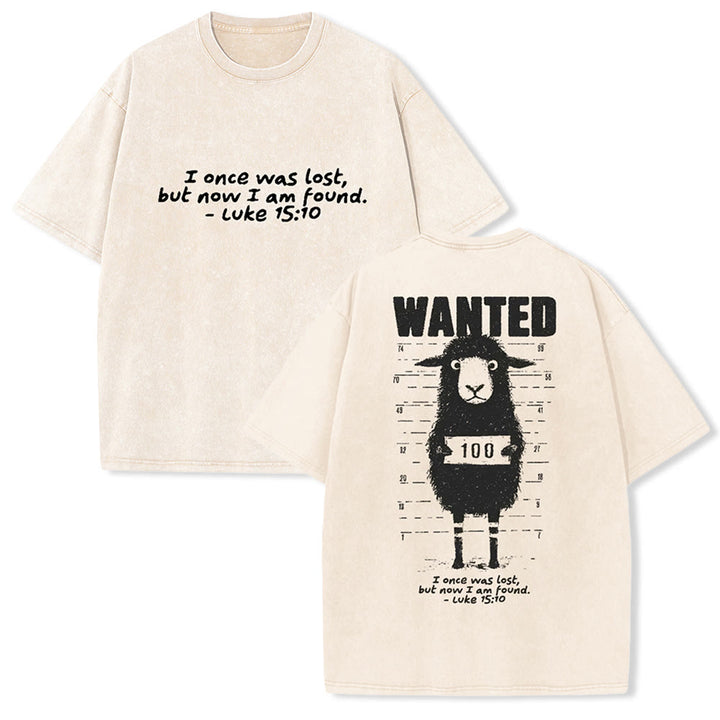 Christianartworkshop Wanted Sheep Unisex Washed T-shirt - Apricot - 5XL - image 11