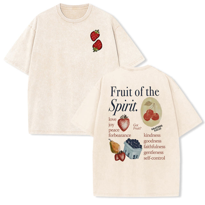 Christianartworkshop Fruit Of The Spirit Double Sided Unisex Washed T-shirt - Apricot - 5XL - image 5