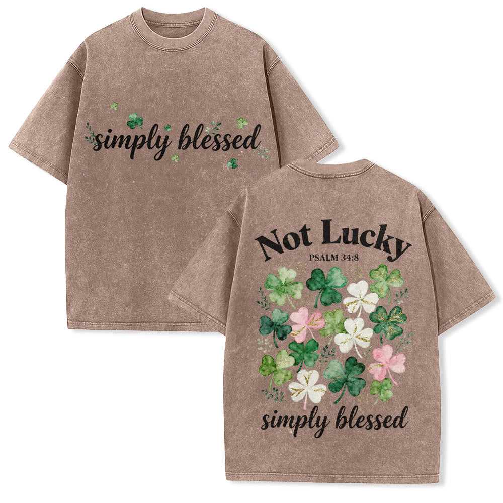 Christianartworkshop Not Lucky Simply Blessed Psalm 34:8 Unisex Washed T-Shirt - Brown - 5XL - image 12