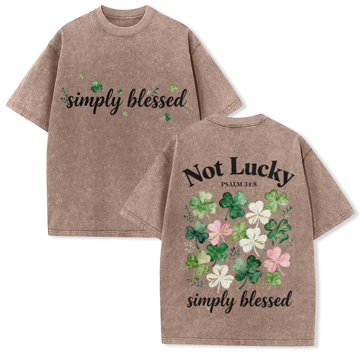 Christianartworkshop Not Lucky Simply Blessed Psalm 34:8 Unisex Washed T-Shirt - Brown - 5XL - image 12