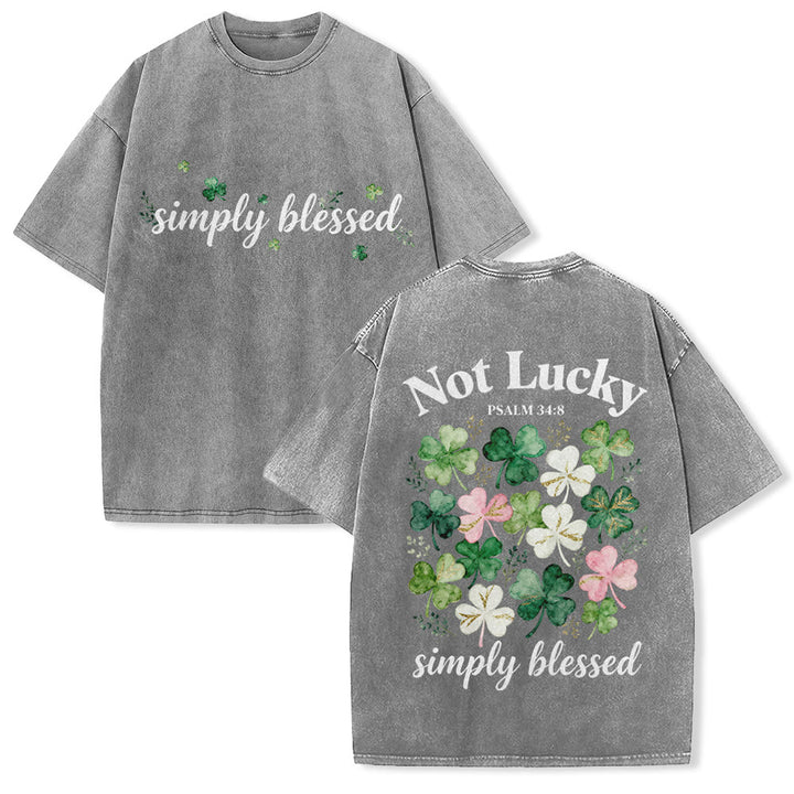 Christianartworkshop Not Lucky Simply Blessed Psalm 34:8 Unisex Washed T-Shirt - Grey - 5XL - image 27