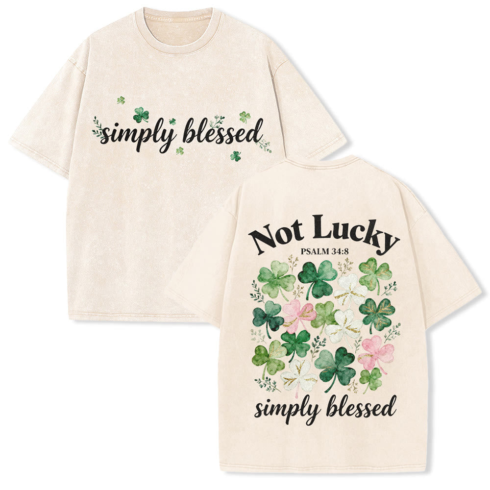 Christianartworkshop Not Lucky Simply Blessed Psalm 34:8 Unisex Washed T-Shirt - Beige - 5XL - image 15