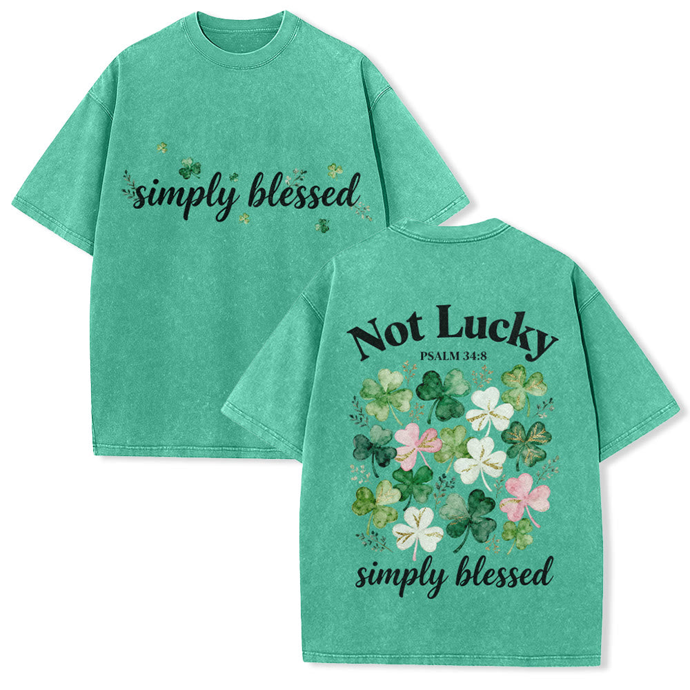 Christianartworkshop Not Lucky Simply Blessed Psalm 34:8 Unisex Washed T-Shirt - Green - 5XL - image 9