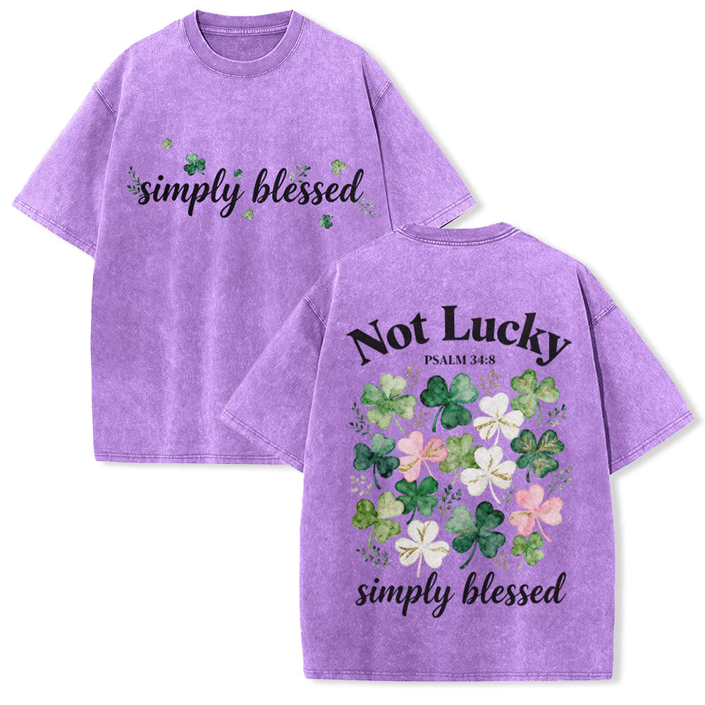 Christianartworkshop Not Lucky Simply Blessed Psalm 34:8 Unisex Washed T-Shirt - Purple - 5XL - image 21