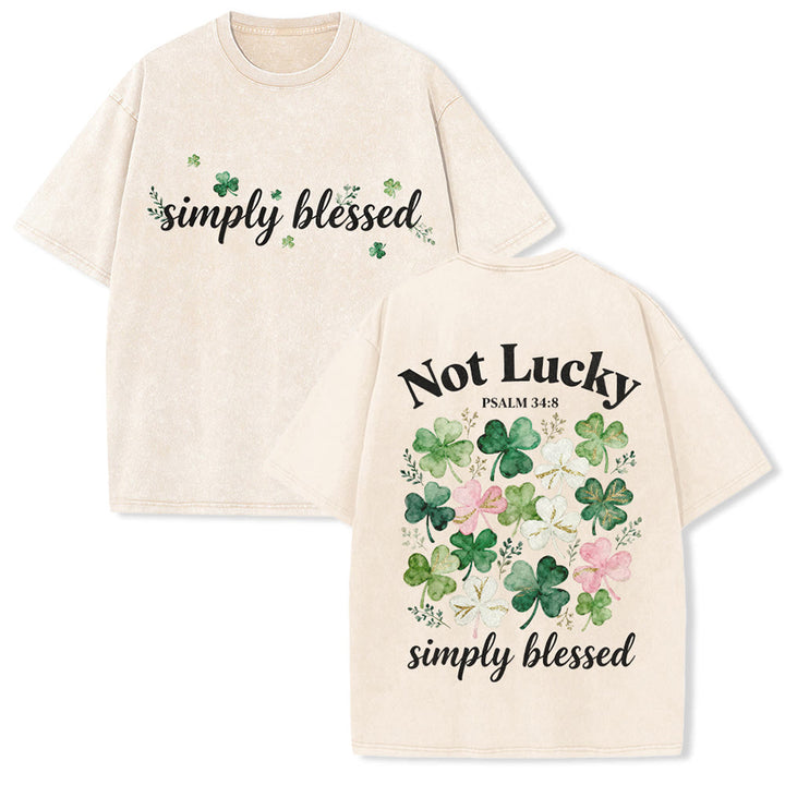 Christianartworkshop Not Lucky Simply Blessed Psalm 34:8 Unisex Washed T-Shirt - Beige - 5XL - image 15