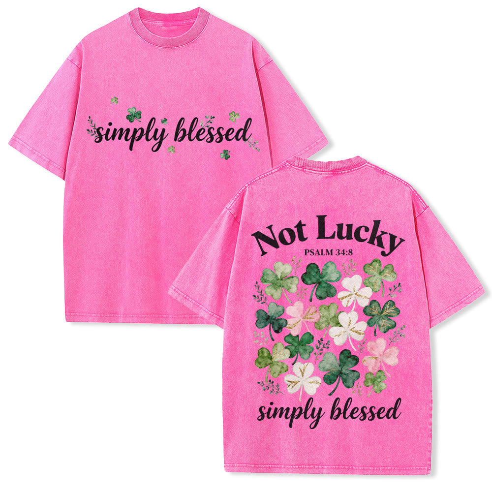Christianartworkshop Not Lucky Simply Blessed Psalm 34:8 Unisex Washed T-Shirt - Pink - 5XL - image 18