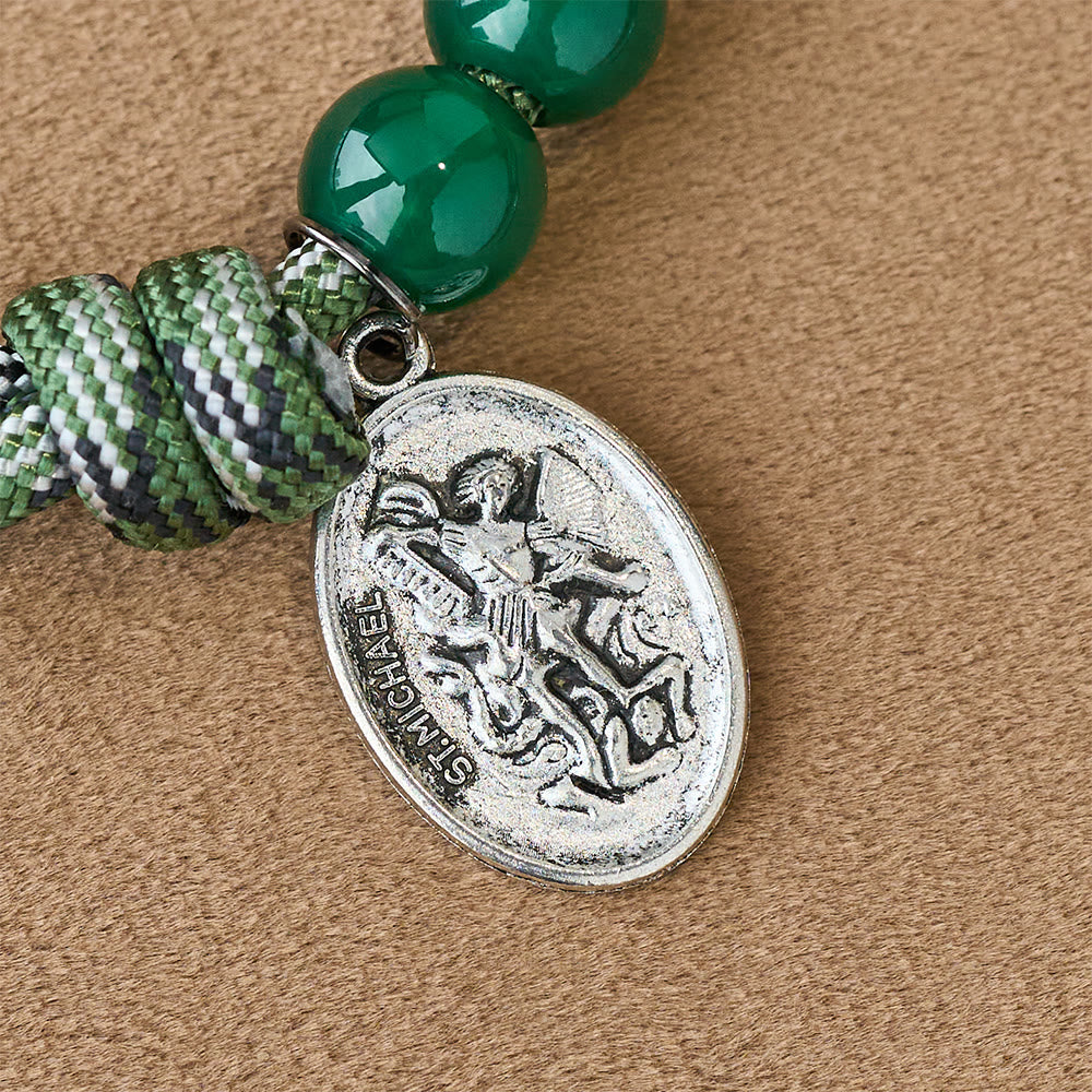 Christianartworkshop Green Aventurine Easter Pocket Rosary with St. Michael Pendant and Celtic Cross - image 6