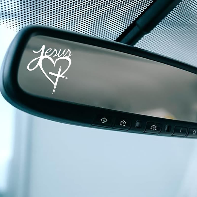 Christianartworkshop Jesus Heart & Cross Accent Car Sticker: A Gentle Nudge to Pause and Pray - White - Set of 10 - image 0