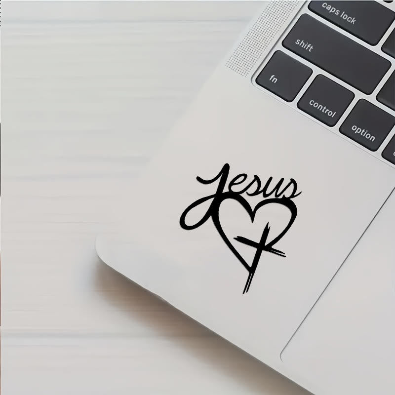 Christianartworkshop Jesus Heart & Cross Accent Car Sticker: A Gentle Nudge to Pause and Pray - Black - Set of 10 - image 4
