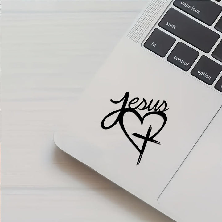 Christianartworkshop Jesus Heart & Cross Accent Car Sticker: A Gentle Nudge to Pause and Pray - Black - Set of 10 - image 4