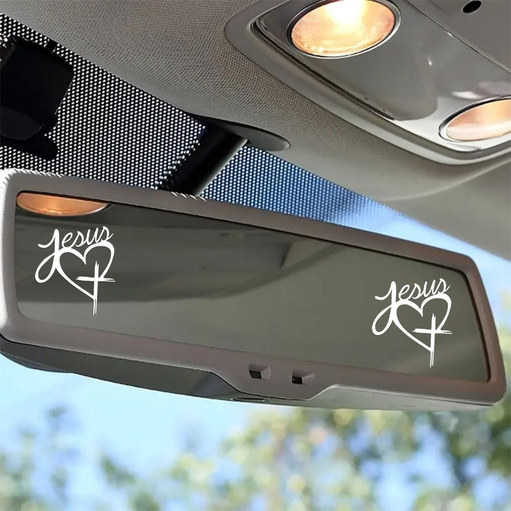 Christianartworkshop Jesus Heart & Cross Accent Car Sticker: A Gentle Nudge to Pause and Pray - image 1