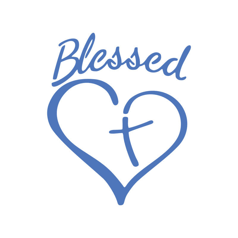 Christianartworkshop Blessed Heart & Cross Accent Car Sticker: A Gentle Nudge to Pause and Pray - Blue - Set of 10 - image 8