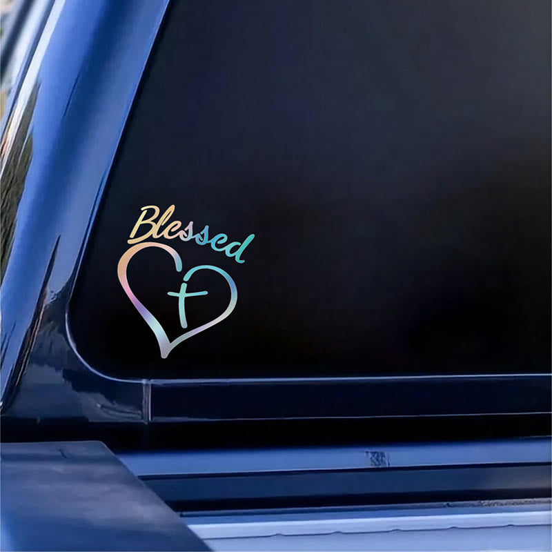 Christianartworkshop Blessed Heart & Cross Accent Car Sticker: A Gentle Nudge to Pause and Pray - Laser - Set of 10 - image 6