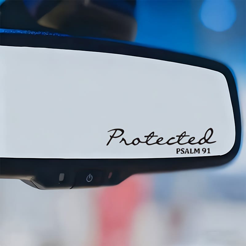 Christianartworkshop Psalm 91 Protected Rearview Mirror Car Sticker: Divine Protection Decal for Vehicles - Black - Set of 10 - image 0