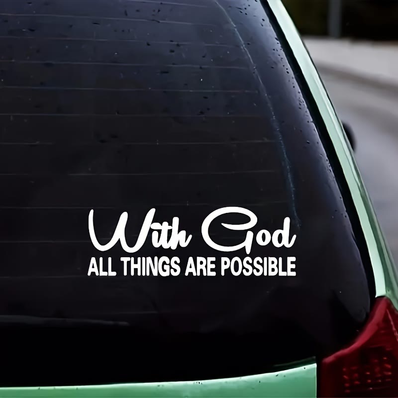 Christianartworkshop God’s Limitless Power Car Sticker: With God All Things Are Possible Vinyl Decal - White - Set of 10 - image 5