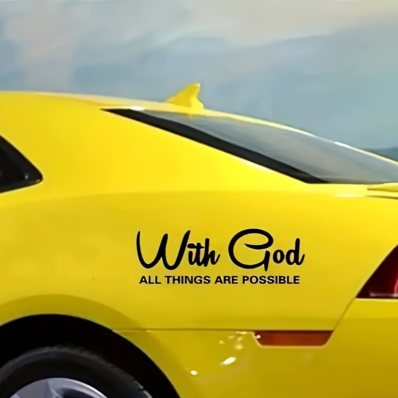 Christianartworkshop God’s Limitless Power Car Sticker: With God All Things Are Possible Vinyl Decal - Black - Set of 10 - image 0
