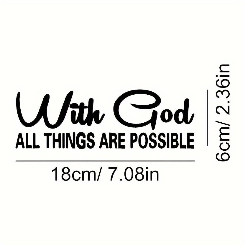 Christianartworkshop God’s Limitless Power Car Sticker: With God All Things Are Possible Vinyl Decal - Black - Set of 10 - image 7