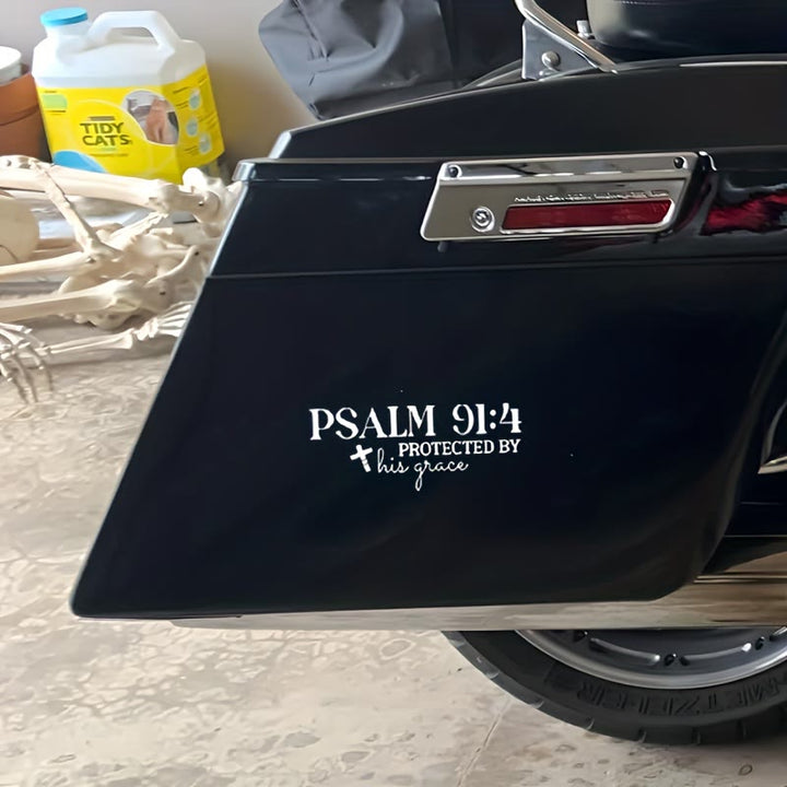 Christianartworkshop Divine Grace Psalm 91:4 Car Sticker: Cross Accent for God’s Gracious Shielding - image 2