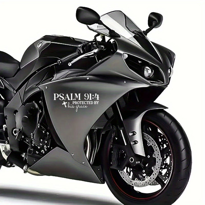 Christianartworkshop Divine Grace Psalm 91:4 Car Sticker: Cross Accent for God’s Gracious Shielding - image 1