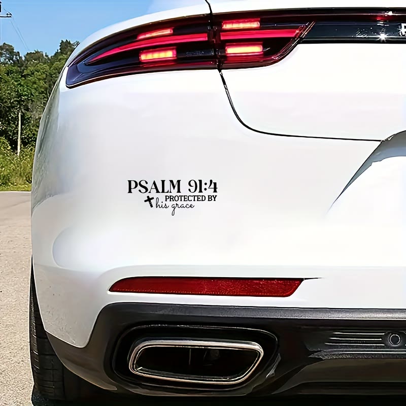 Christianartworkshop Divine Grace Psalm 91:4 Car Sticker: Cross Accent for God’s Gracious Shielding - Black - Set of 10 - image 4