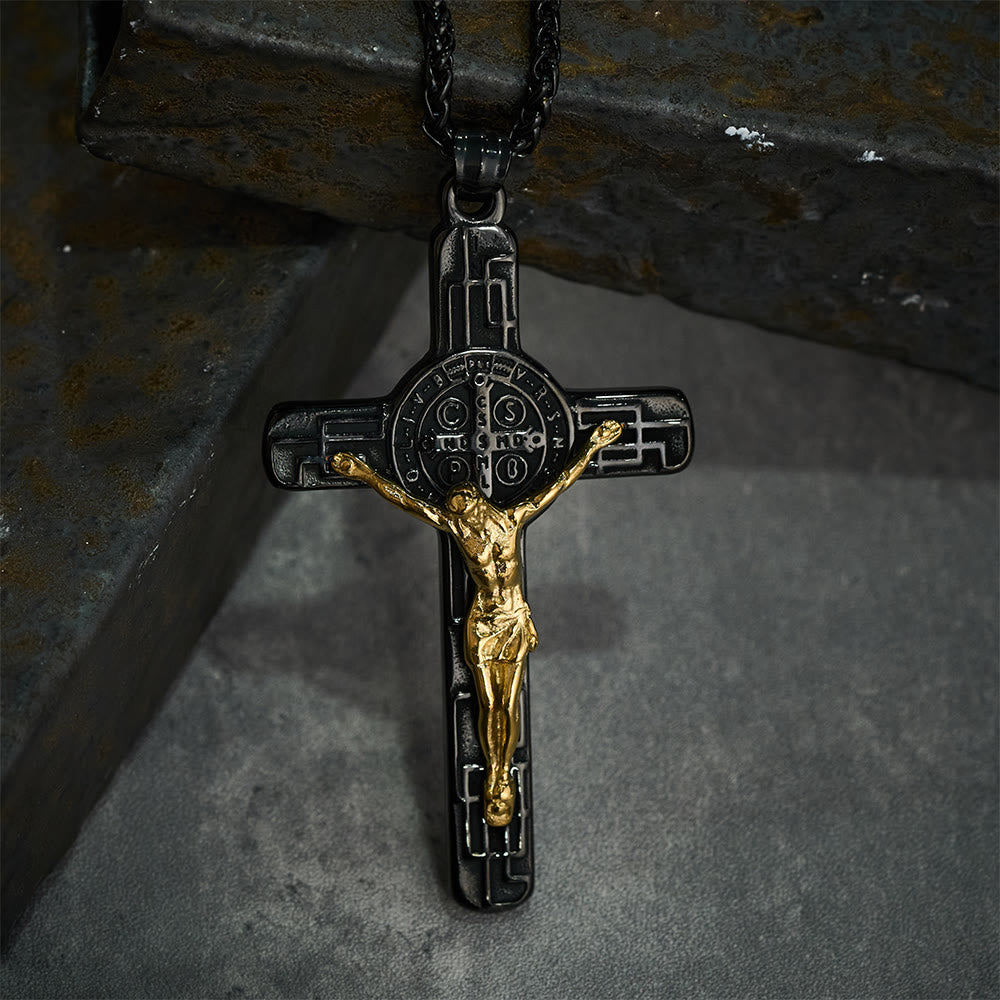 Christianartworkshop Classic Retro Style Crucifix St. Benedict Medal Protection Pendant Necklace - image 8
