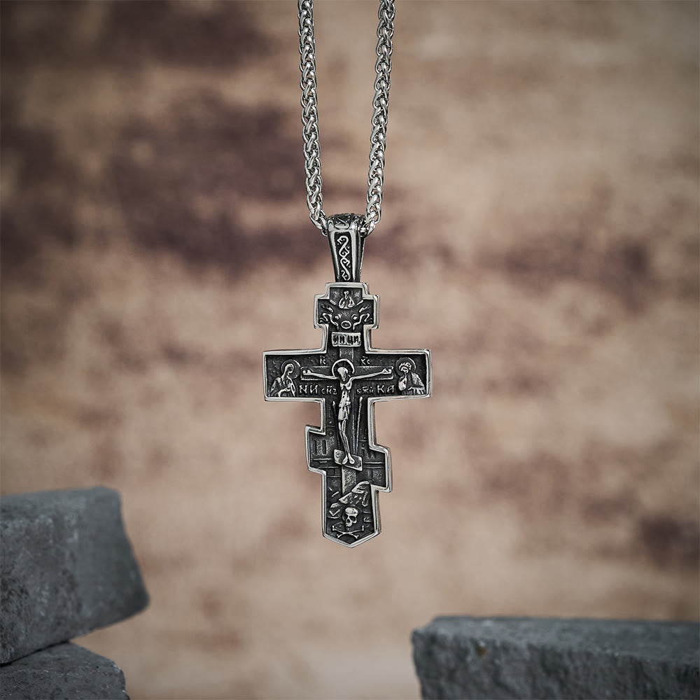 Christianartworkshop Titanium Orthodox Jesus Crucifix Necklace Protection Jewelry - image 1