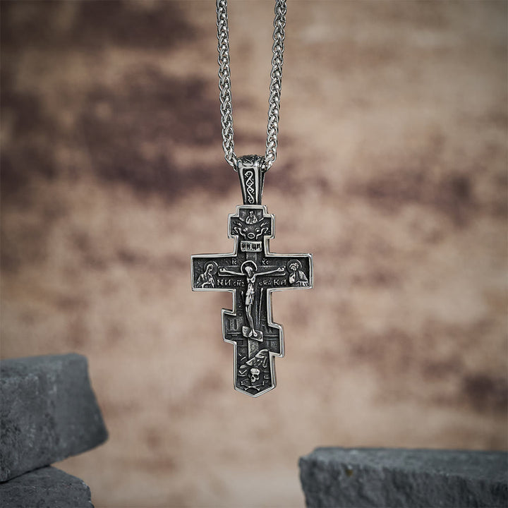 Christianartworkshop Titanium Orthodox Jesus Crucifix Necklace Protection Jewelry - image 1