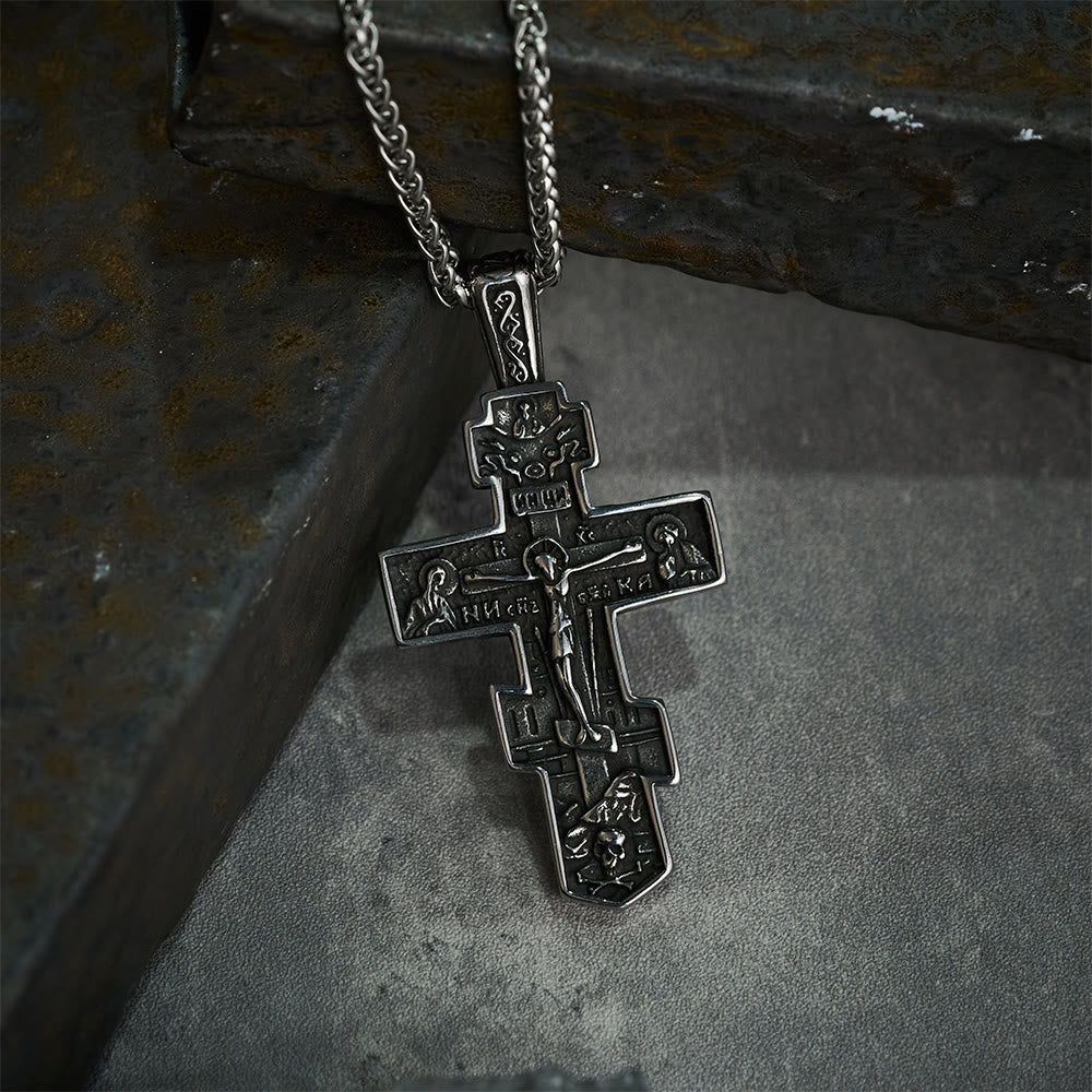 Christianartworkshop Titanium Orthodox Jesus Crucifix Necklace Protection Jewelry - image 3