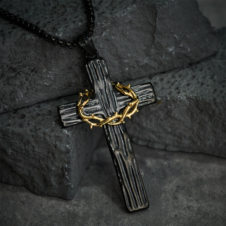 Christianartworkshop Modern Style Jesus Crown Of Thorns Cross Sacred Protection Pendant Necklace - image 7