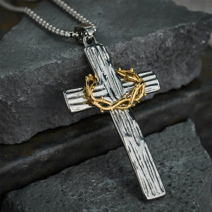 Christianartworkshop Modern Style Jesus Crown Of Thorns Cross Sacred Protection Pendant Necklace - image 5