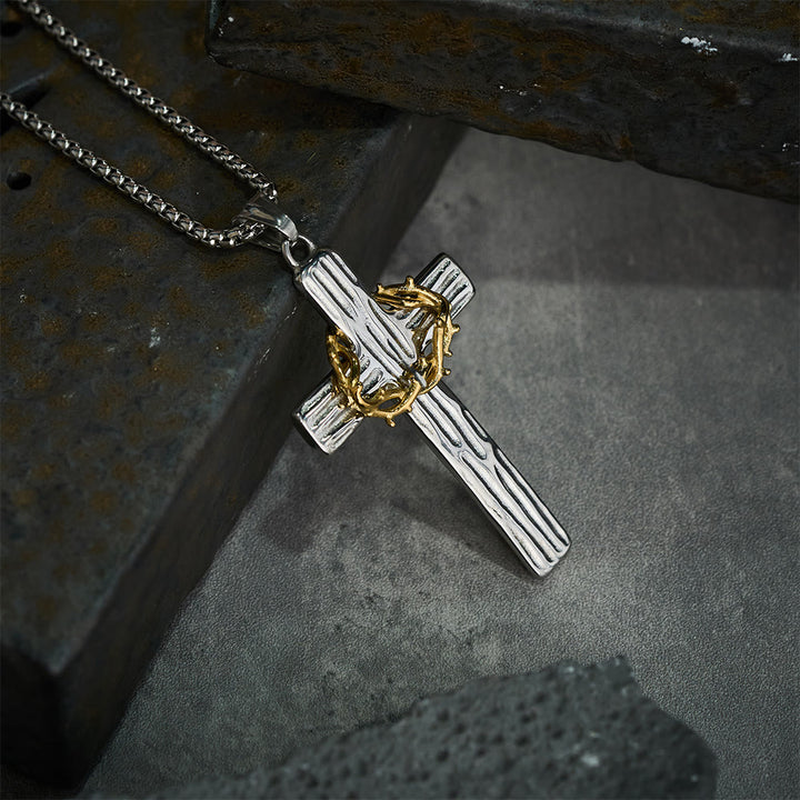Christianartworkshop Modern Style Jesus Crown Of Thorns Cross Sacred Protection Pendant Necklace - image 4