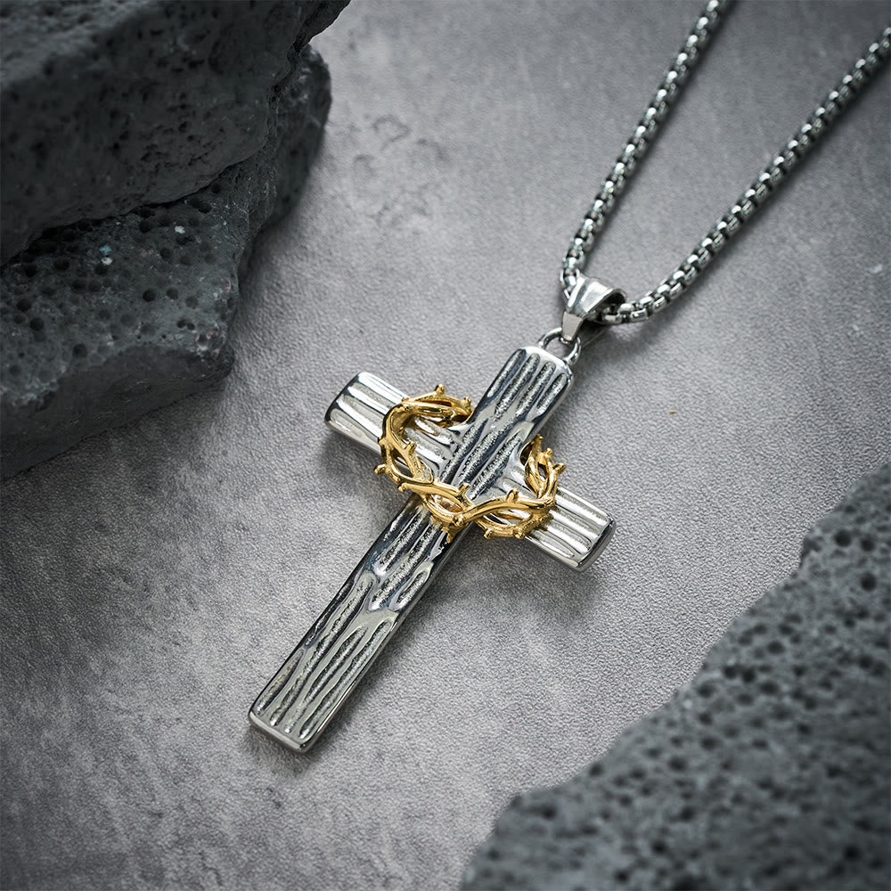 Christianartworkshop Modern Style Jesus Crown Of Thorns Cross Sacred Protection Pendant Necklace - image 3