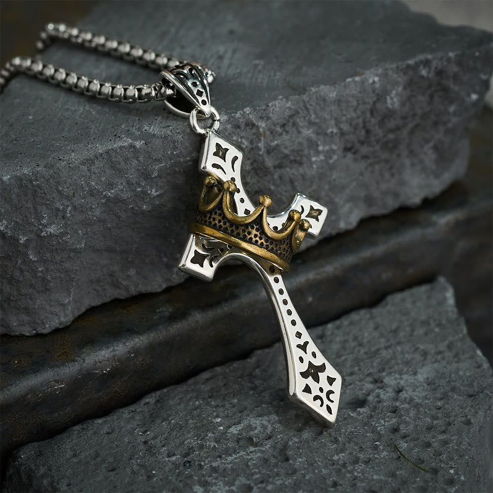 Christianartworkshop The Crown Cross Necklace Religion Jewelry - image 1