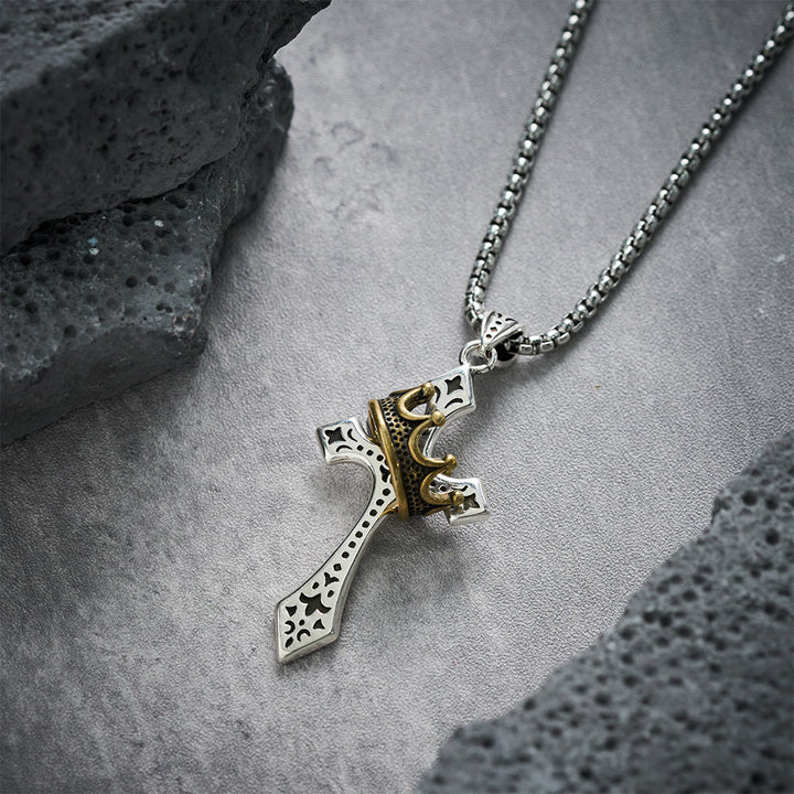 Christianartworkshop The Crown Cross Necklace Religion Jewelry - image 4