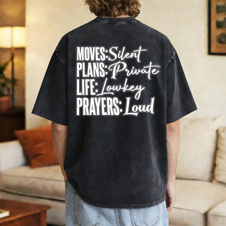 Christianartworkshop Moves Silent Prayers Loud Stylized Cross Mixed Lettering Unisex Washed T-shirt - image 19