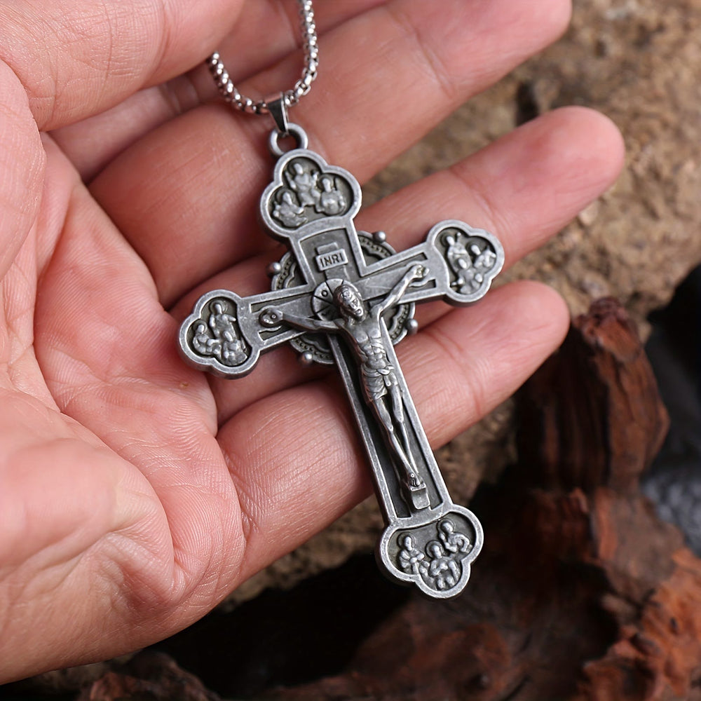 FREE Today: Ornate Crucifix Jesus Silhouette Link Chain Necklace: A Token of Christ’s Redemption - image 1