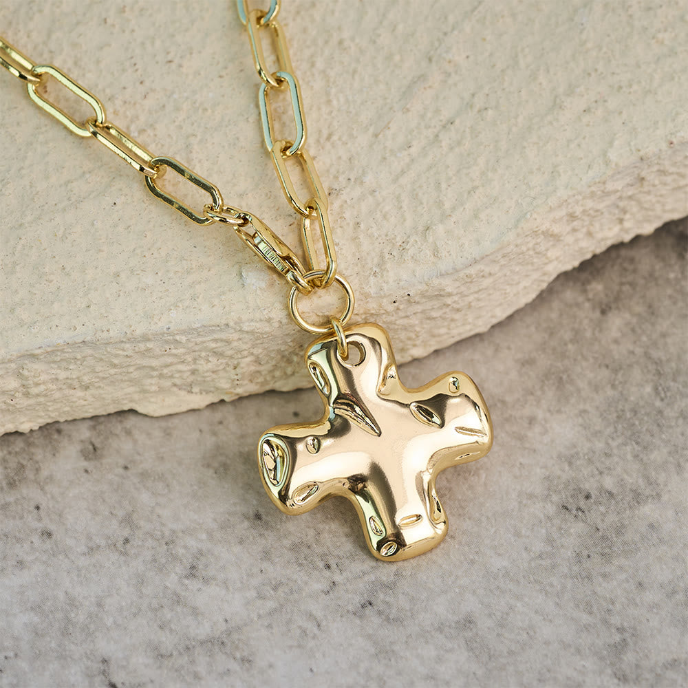 FREE Today: Minimalist Cross Paperclip Link Chain Necklace: A Symbol of Modern Faith & Style - Golden - image 3