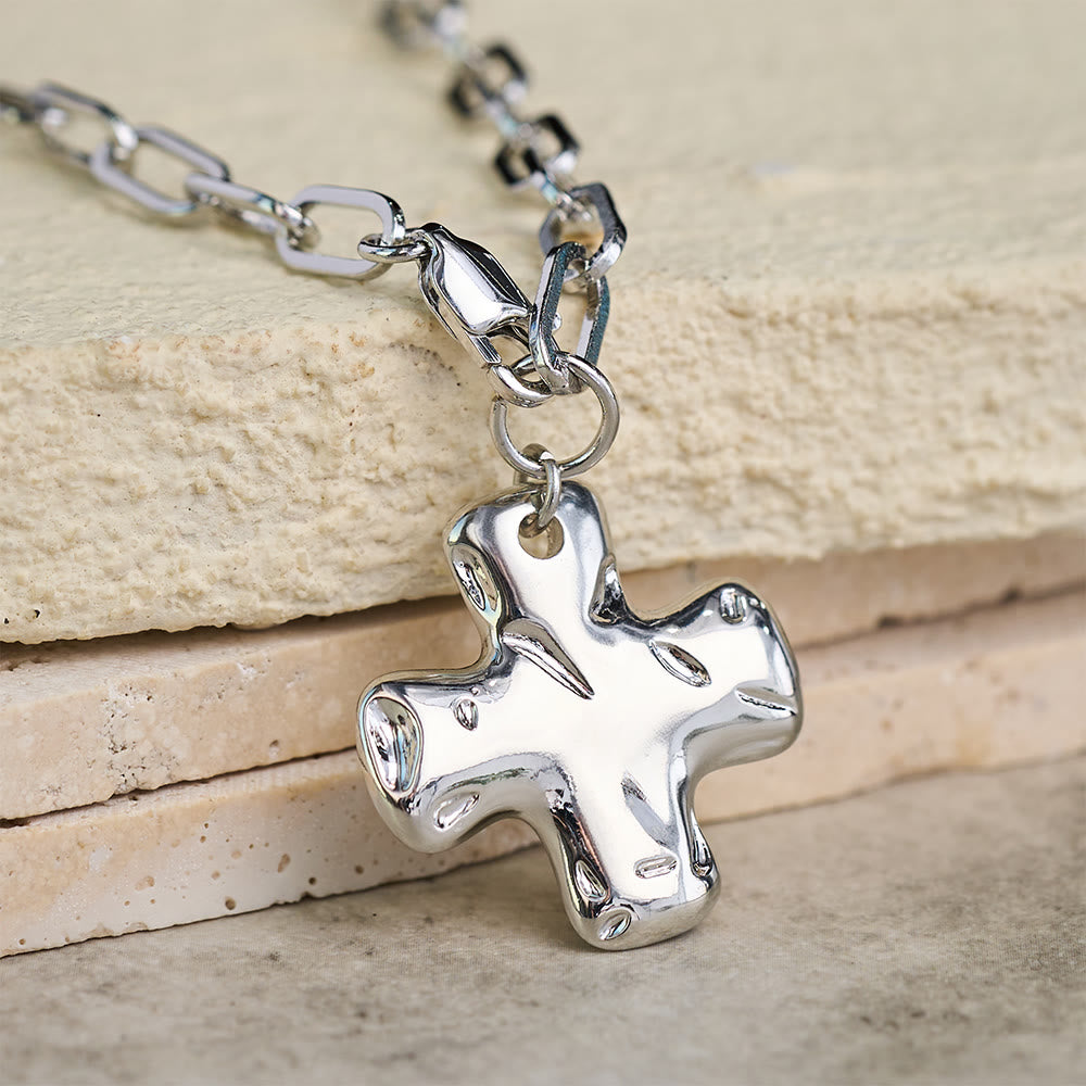 FREE Today: Minimalist Cross Paperclip Link Chain Necklace: A Symbol of Modern Faith & Style - Silver - image 6
