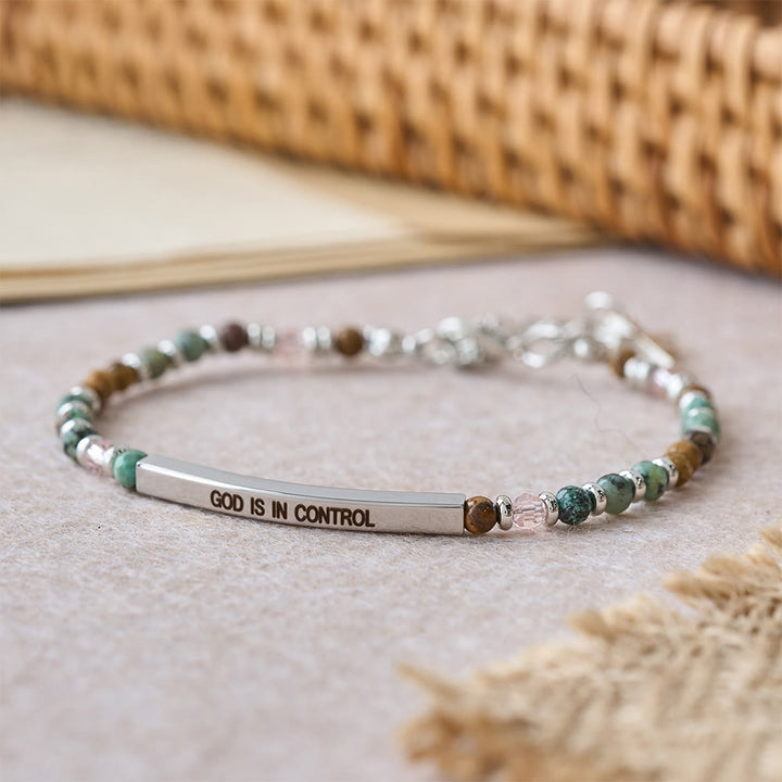 FREE Today: Natural African Turquoise Psalm 46:5 Bracelet: Engraved Bar & Stone Bead Design - image 7
