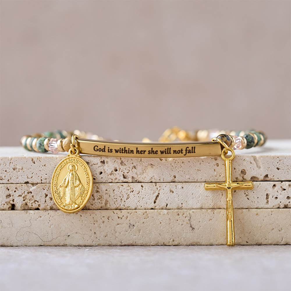 FREE Today: Natural African Turquoise Psalm 46:5 Bracelet: Engraved Bar & Stone Bead Design - image 2
