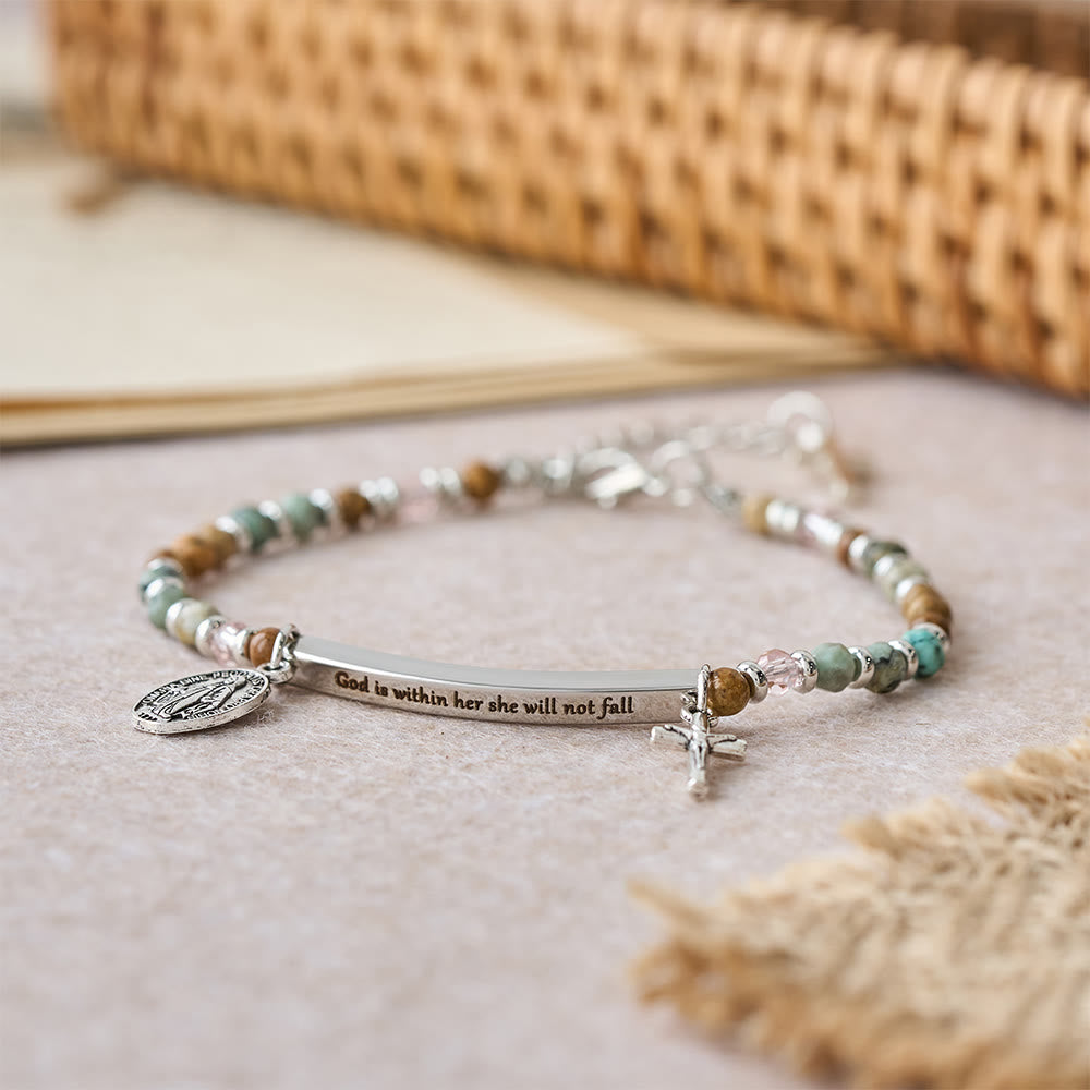 FREE Today: Natural African Turquoise Psalm 46:5 Bracelet: Engraved Bar & Stone Bead Design - image 4