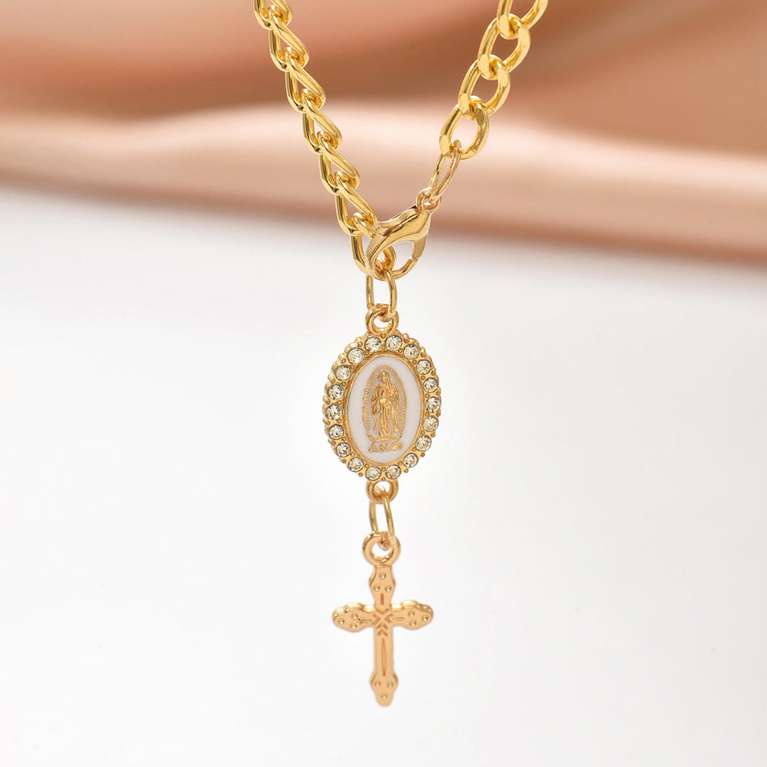 FREE Today: Virgin Mary Icon Cross Pearl Car Pendant: A Symbol of Safe Travels & Faith - image 2