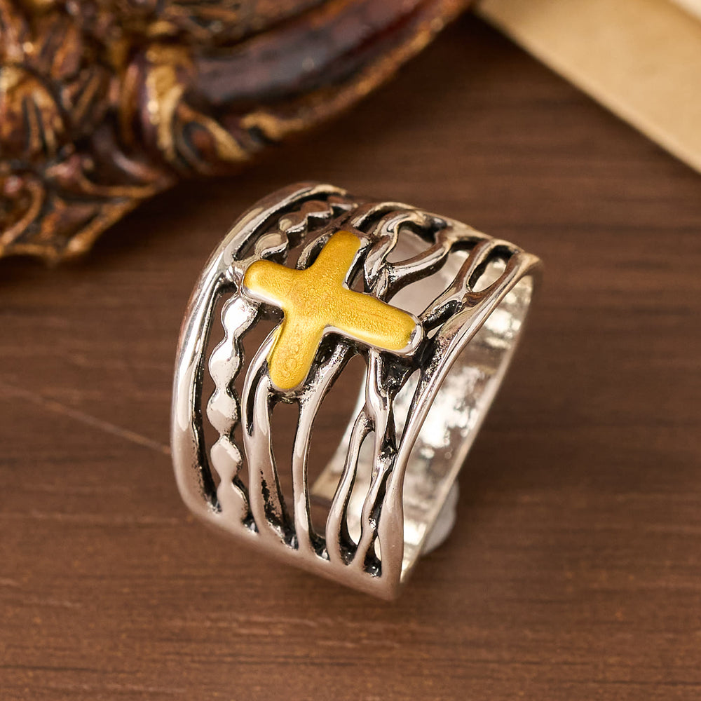 FREE Today: Two-Tone Copper Cross Ring: Quiet Reminder of Peace & Grace - image 1