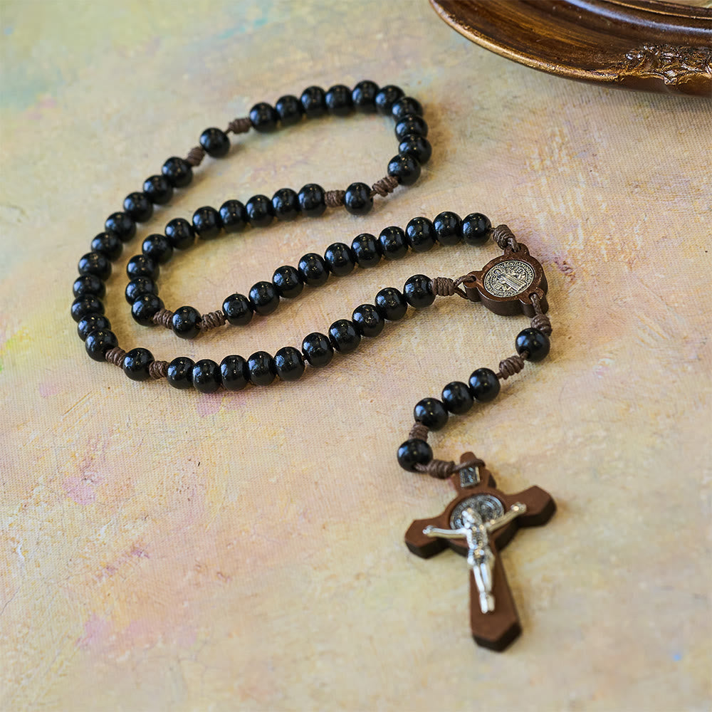 FREE Today: Vintage Black Wood Rosary with St. Benedict Protection - image 3